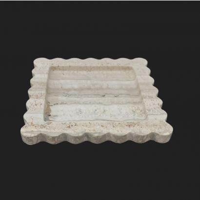 Scalloped edges Rectangular Travertine marble Tray